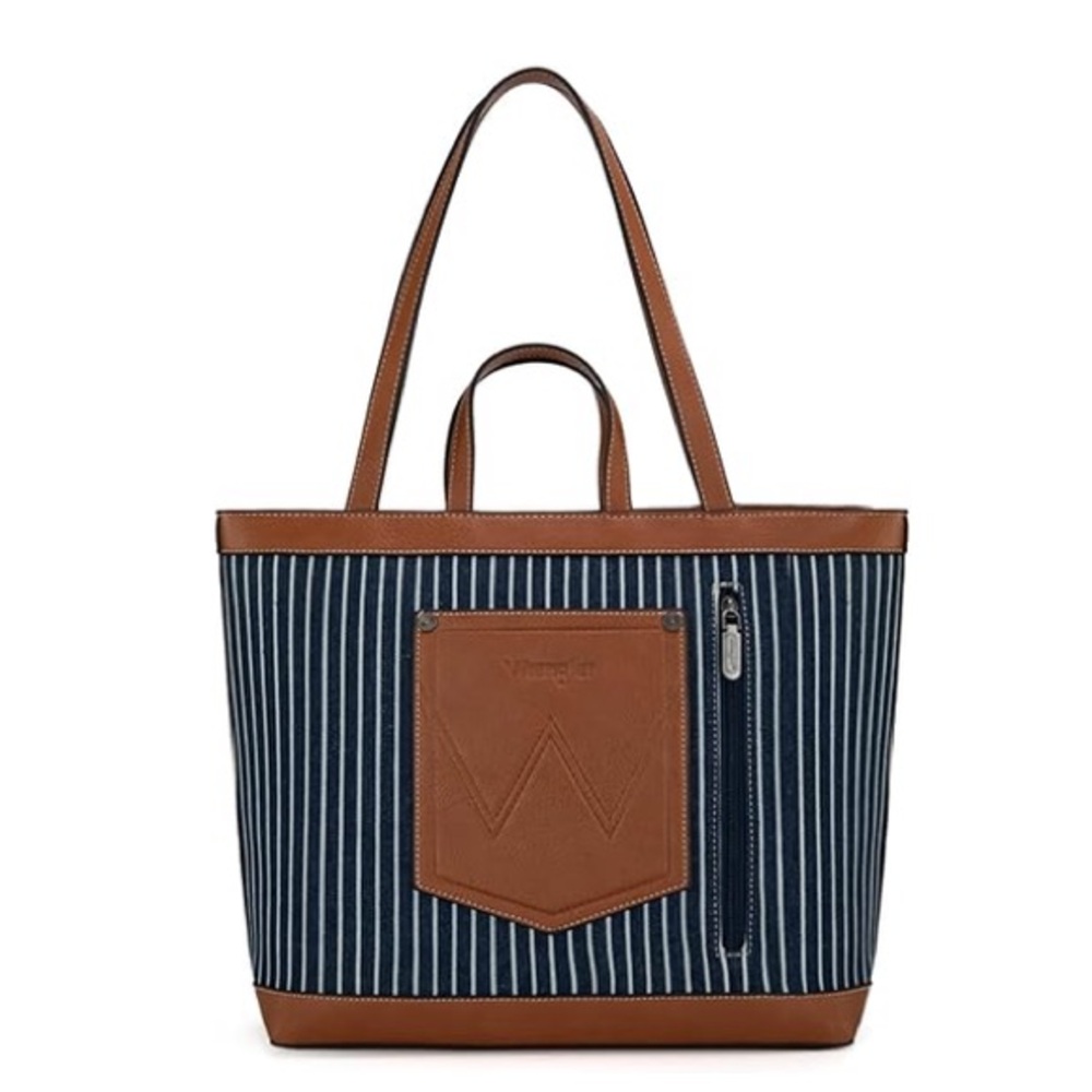 Wrangler nwt Women's Canvas Iconic Logo Tote navy / white - Picture 2 of 4